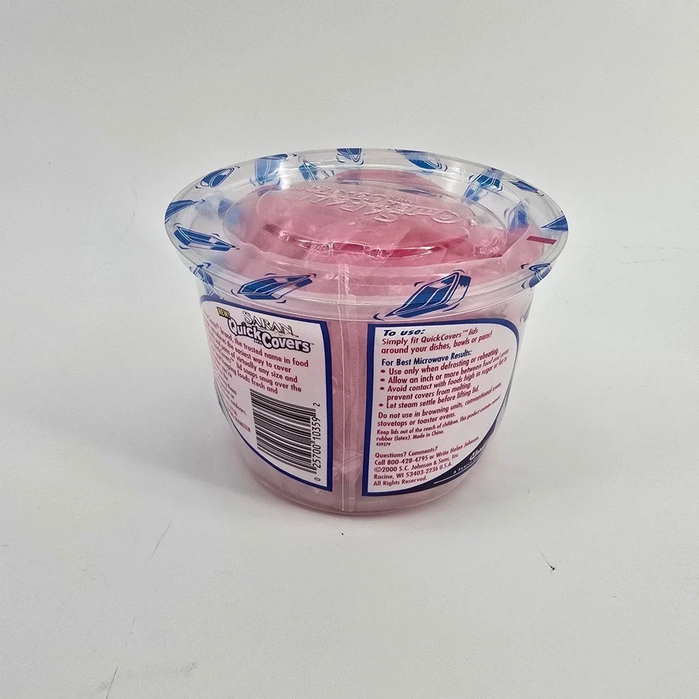 Saran Quick Covers Food Lids Pink Elastic Large 10 Count NIP Vintage 2000